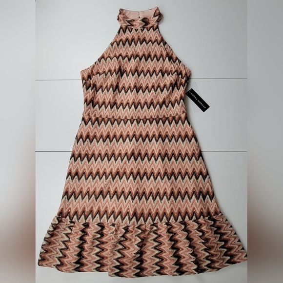 Donna Morgan Retro Maggy Chevron Stripe Zig Zag Print Sleeveless Dress Sz 10 New - Picture 2 of 13
